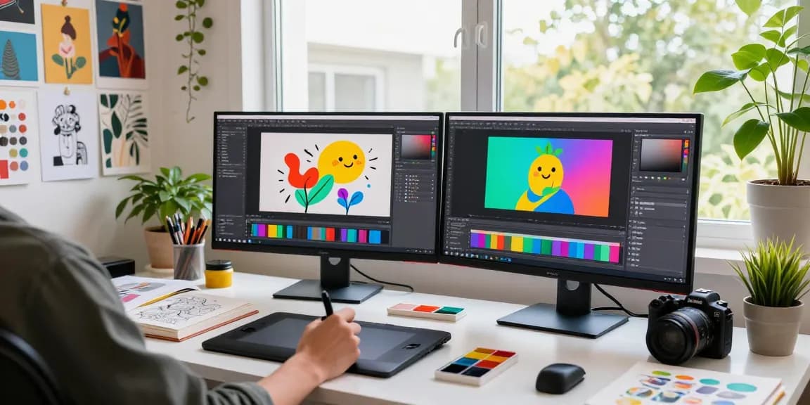 Creative workspace highlighting the nano banana pro in action, showcasing advanced digital artistry.