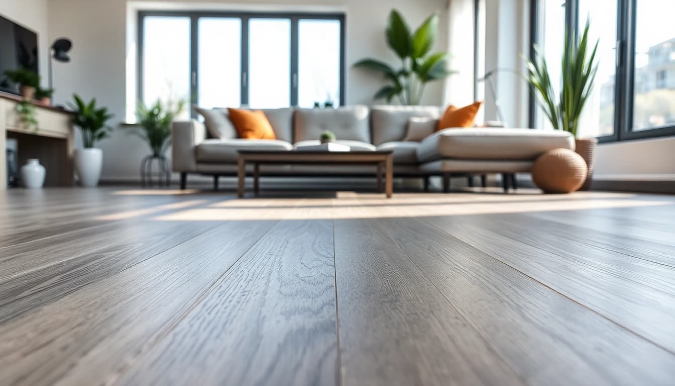 Showcasing a sleek lvp floor in a contemporary living room with inviting decor.