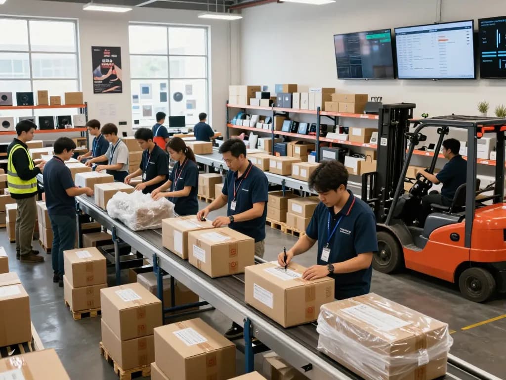 Diverse team in a fulfillment center packing orders for dropshipping, representing the future of Dropshipping Dead in 2026
