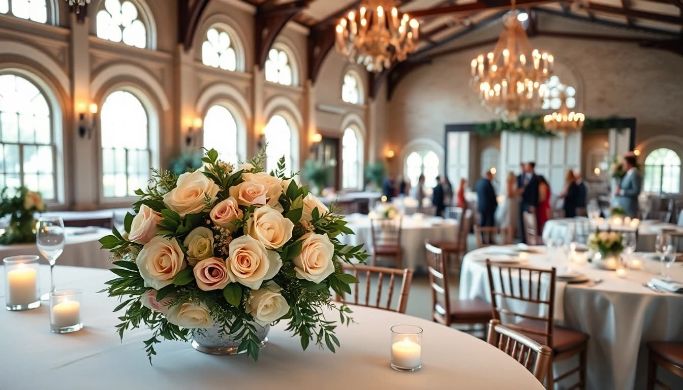 Best Wedding Venue Jacksonville showcasing an elegant wedding setup with floral arrangements and inviting ambiance.