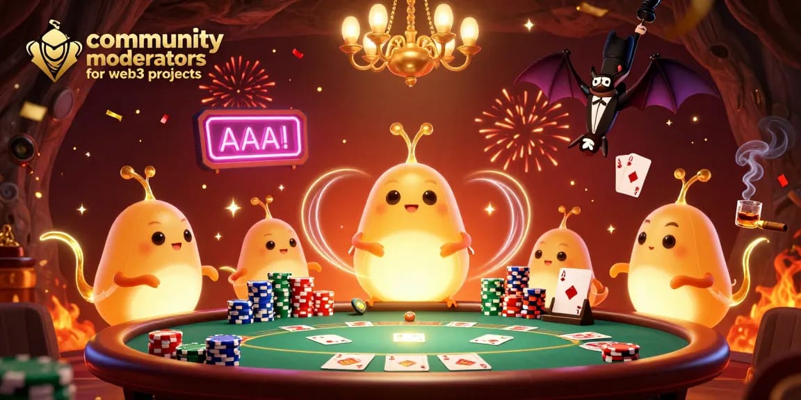Engage with community moderators for web3 projects in an exciting casino scene filled with vibrant activities.