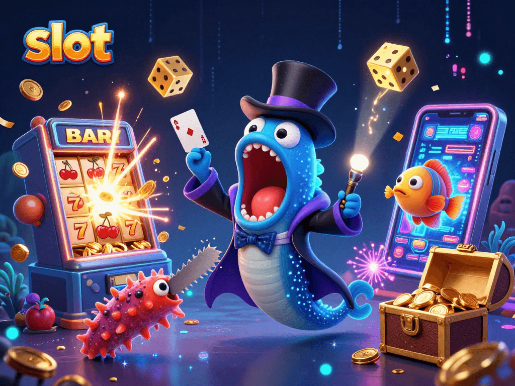 Spin the slot with bioluminescent creatures and eye-catching jackpot effects in vibrant casino art
