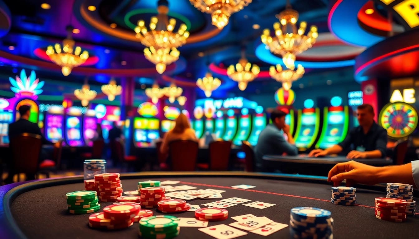 Experience the thrilling atmosphere of Non gamstop Casino Uk with vibrant gaming tables and colorful chips.
