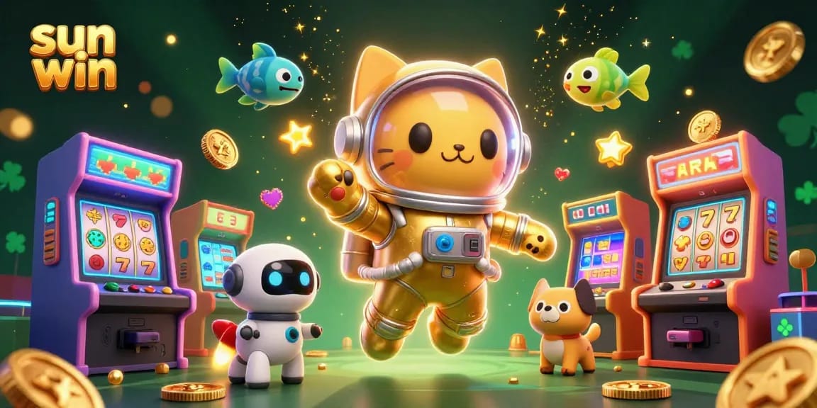 Experience the thrill of sun win with a winning streak surrounded by vibrant 3D casino elements.