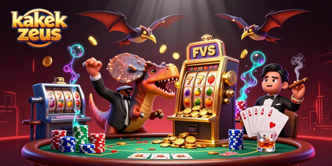 Kakek Zeus ignites excitement as a pachycephalosaurus hits the jackpot at a dynamic casino scene.