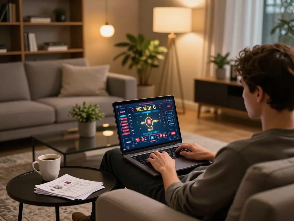 Experience thrilling online gaming with betbet in a cozy home setup, filled with strategy and excitement.