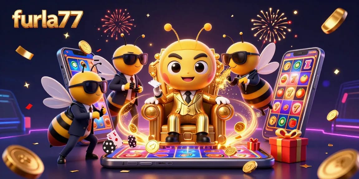 Experience exciting wins with furla77's vibrant slot game characters amid golden coins and dynamic celebrations.