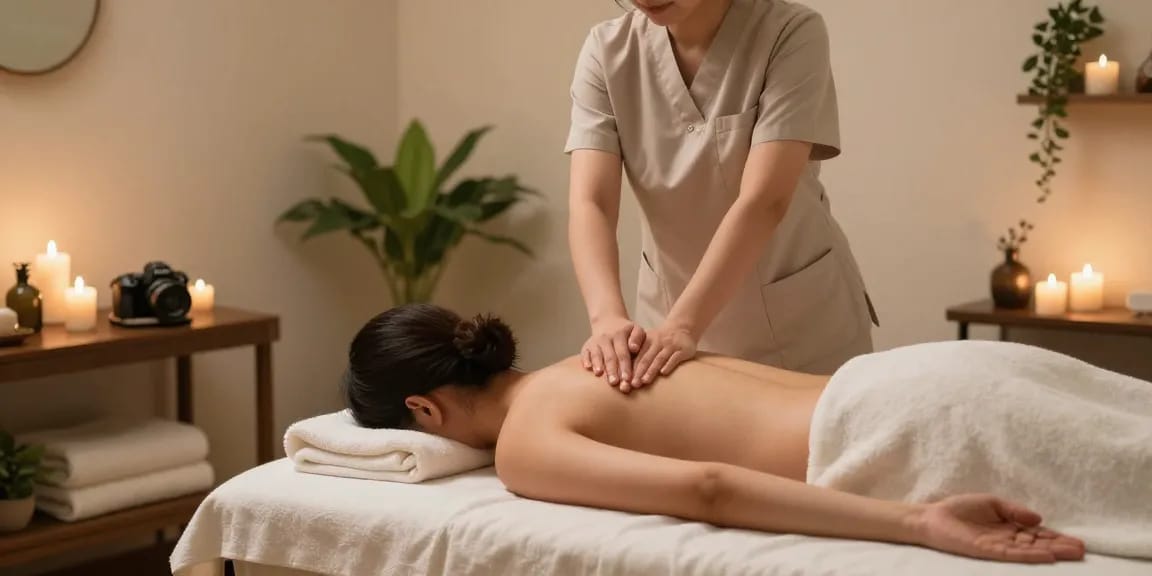 가산동출장안마 전문 마사지실에서 편안하게 마사지받는 모습