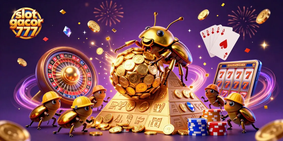 Experience the thrill of slot gacor 777 with vibrant coins and colorful casino elements.