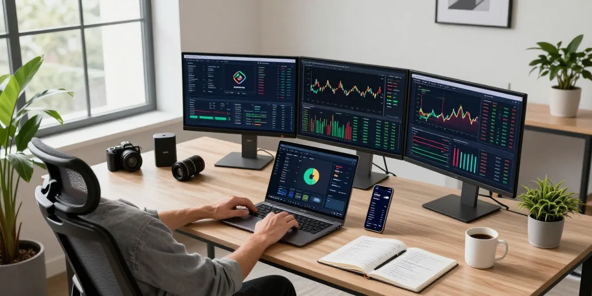 Cricbet trading workspace featuring multiple screens displaying cryptocurrency charts and blockchain analytics