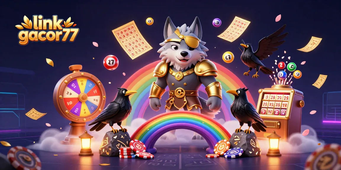 Menangkan hadiah di link gacor77 dengan suasana penuh warna menampilkan dadu, kanvas bingo, dan bola lotere.