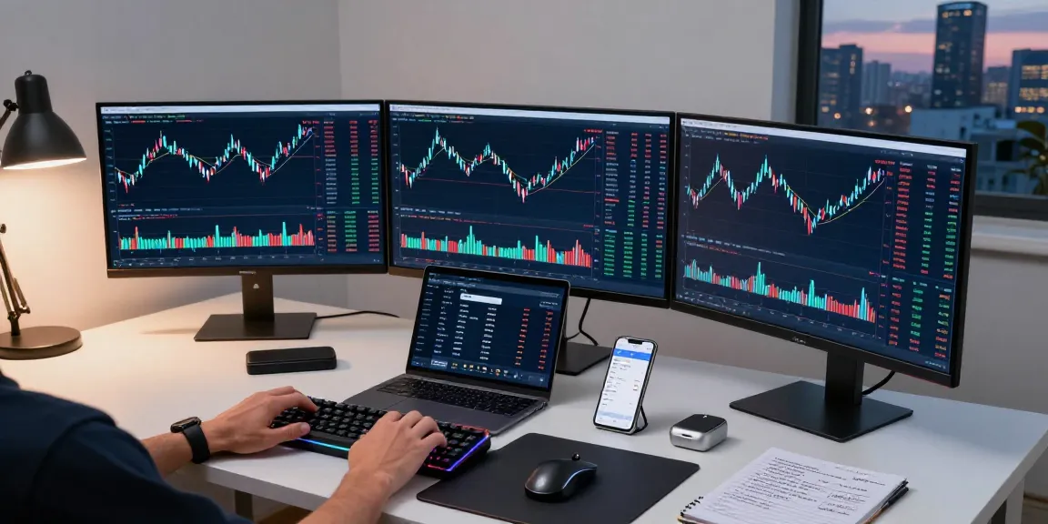 Secure cloud mining platform depicted in professional crypto workspace, showcasing Bitcoin trading and DeFi strategies.