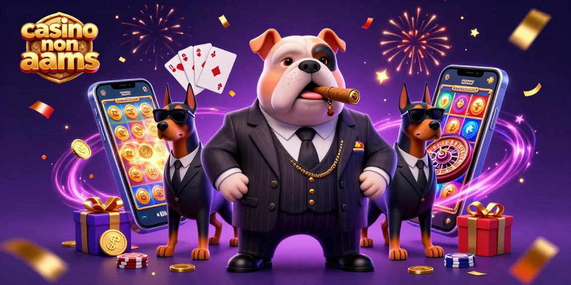 Vincite emozionanti nei casinò non AAMS mentre un bulldog mafioso guida l'azione festosa.