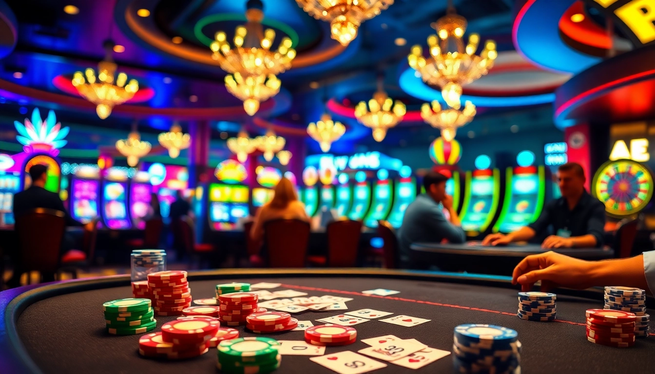 Experience the thrilling atmosphere of Non gamstop Casino Uk with vibrant gaming tables and colorful chips.