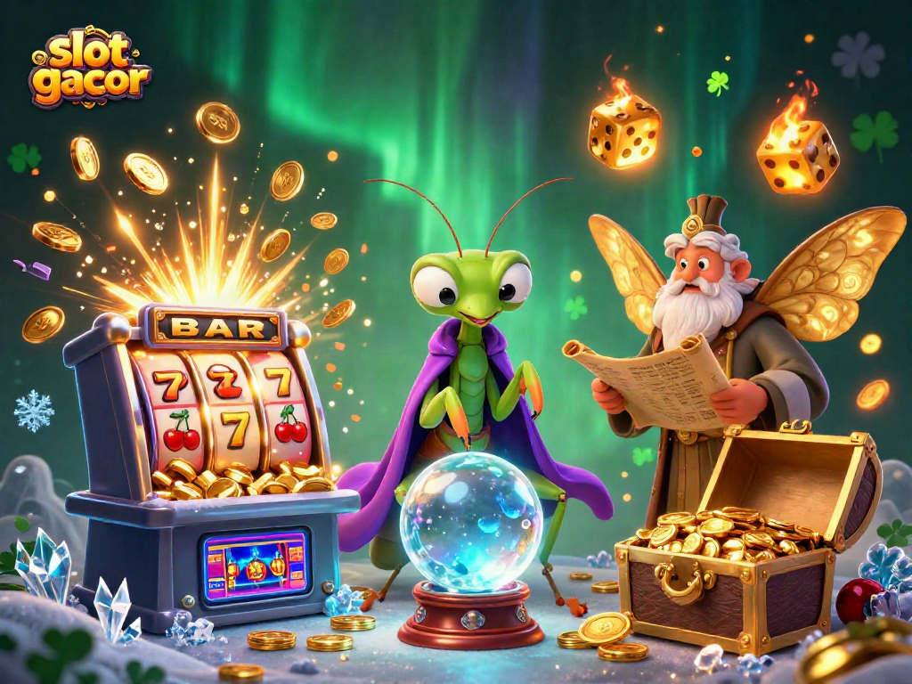 Experience the thrill of jackpot wins with slot gacor in a vibrant 3D casino illustration filled with magical elements.