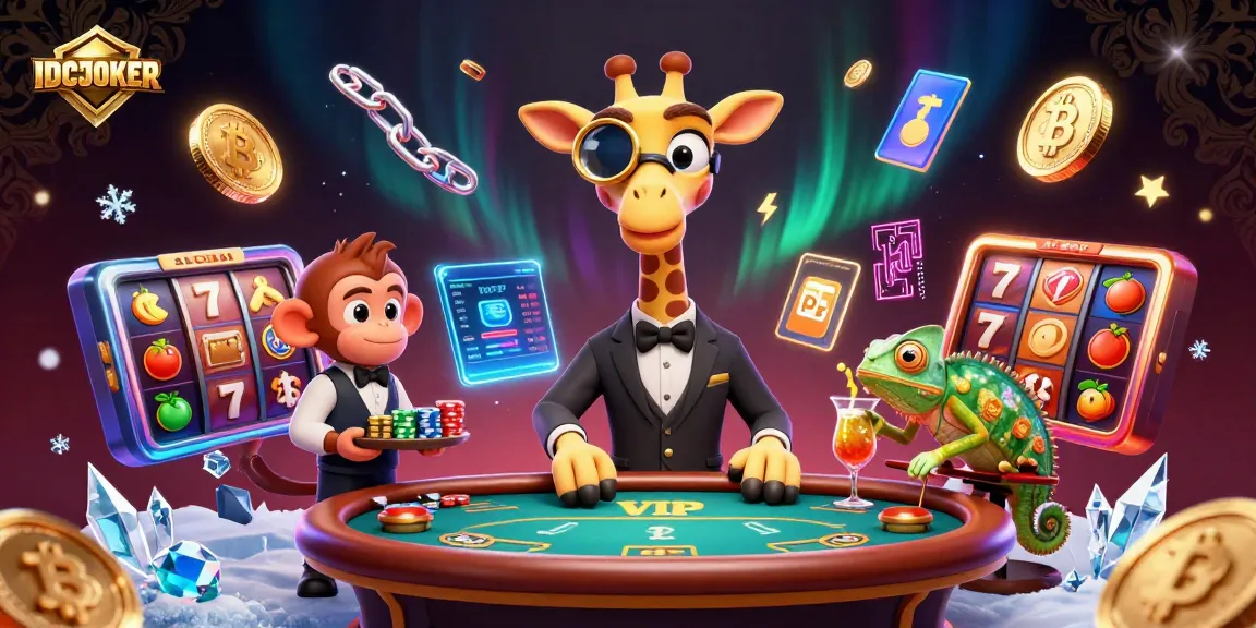 Engage in thrilling gaming with IDCJOKER as the high-roller giraffe captivates at the poker table.