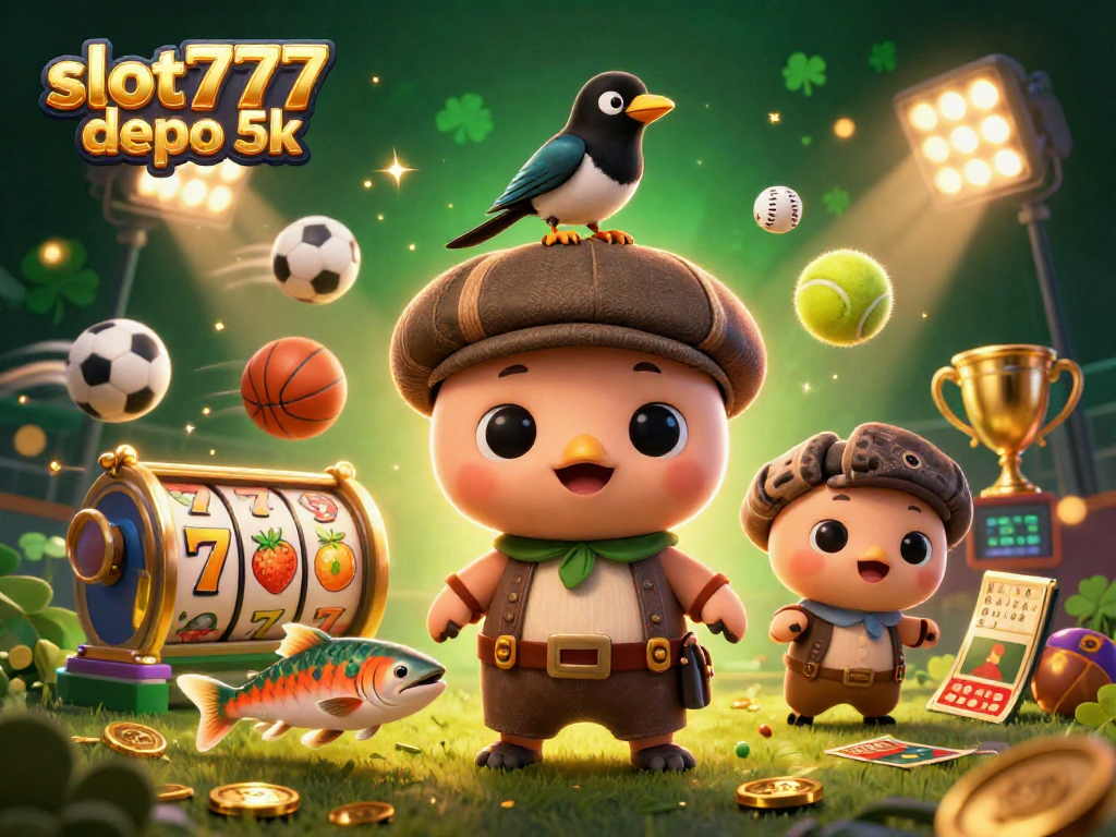 Play slots and win big with slot777 depo 5k featuring a lively 3D illustration of Nessie and friends.