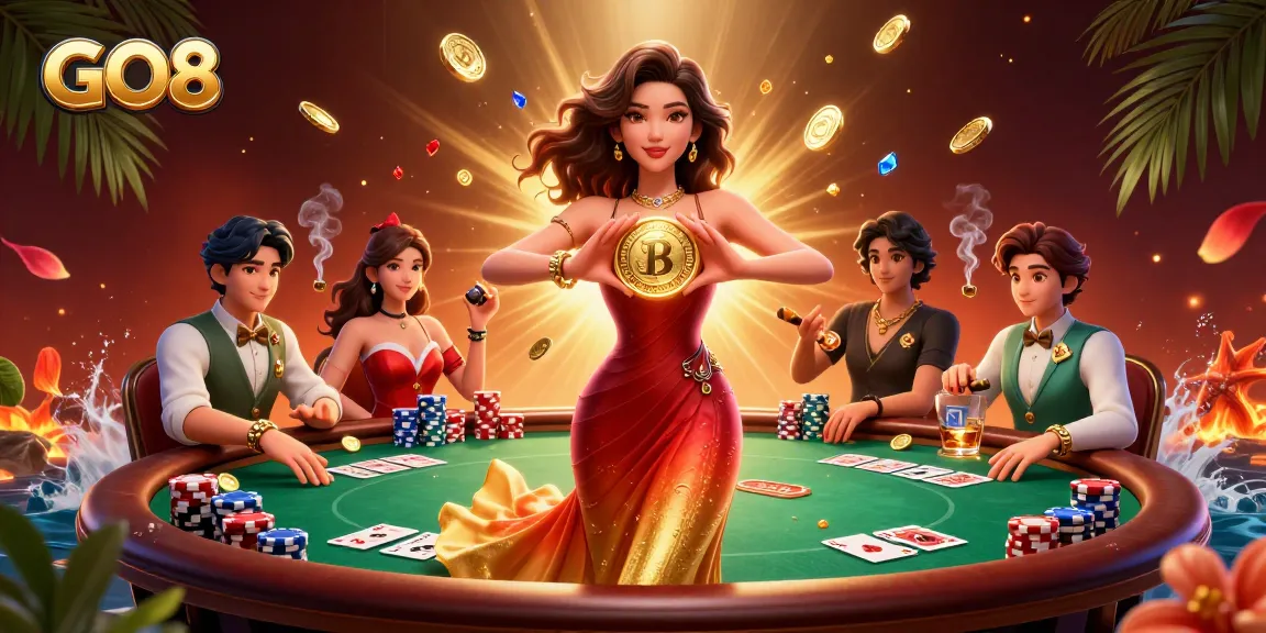 Experience the thrill of GO8 casino with vibrant characters and dynamic game elements in an exciting scene.