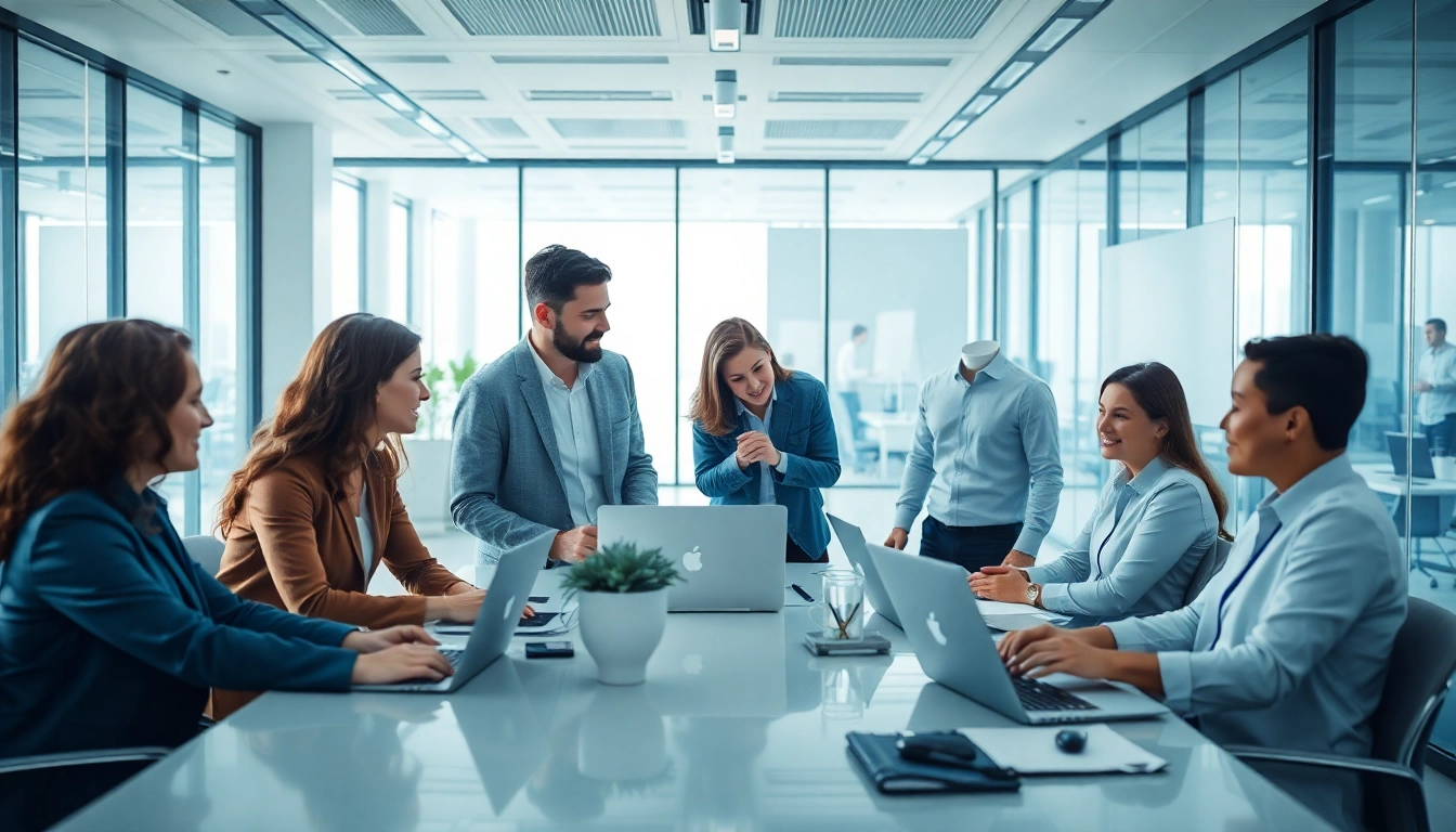 Find leading msp companies near me in a modern office showcasing teamwork among IT professionals.