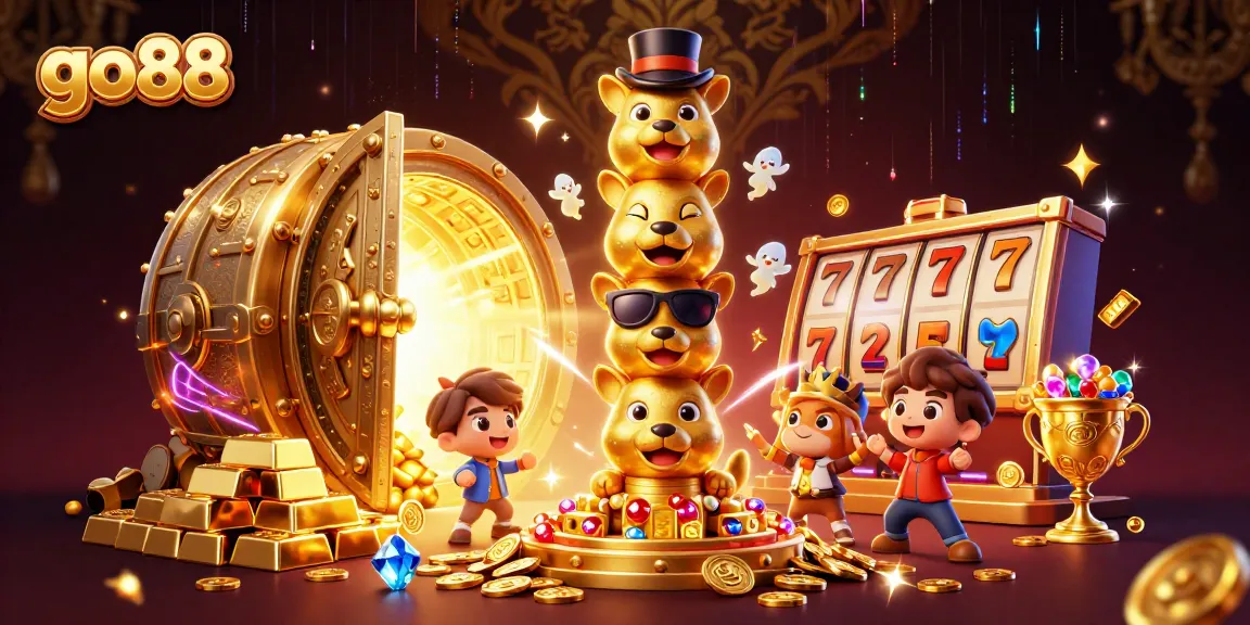 Spin the reels at go88’s dynamic casino with colorful characters, jewels, and slot elements.