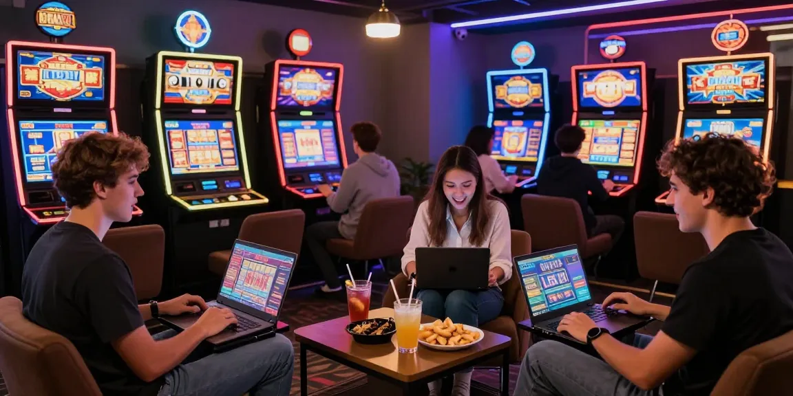 Engaging slot modal 5k gaming scene with friends enjoying online play.