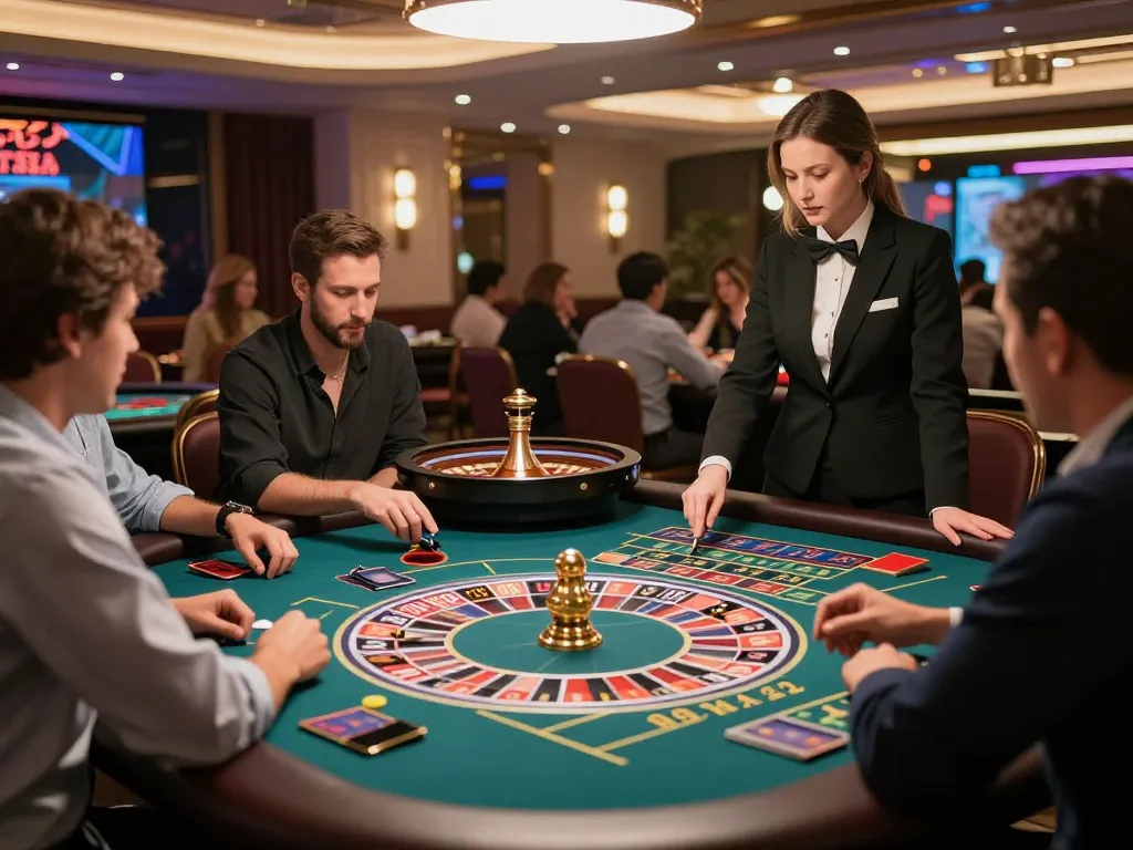 bk8 players engaged in strategic roulette betting at upscale casino table
