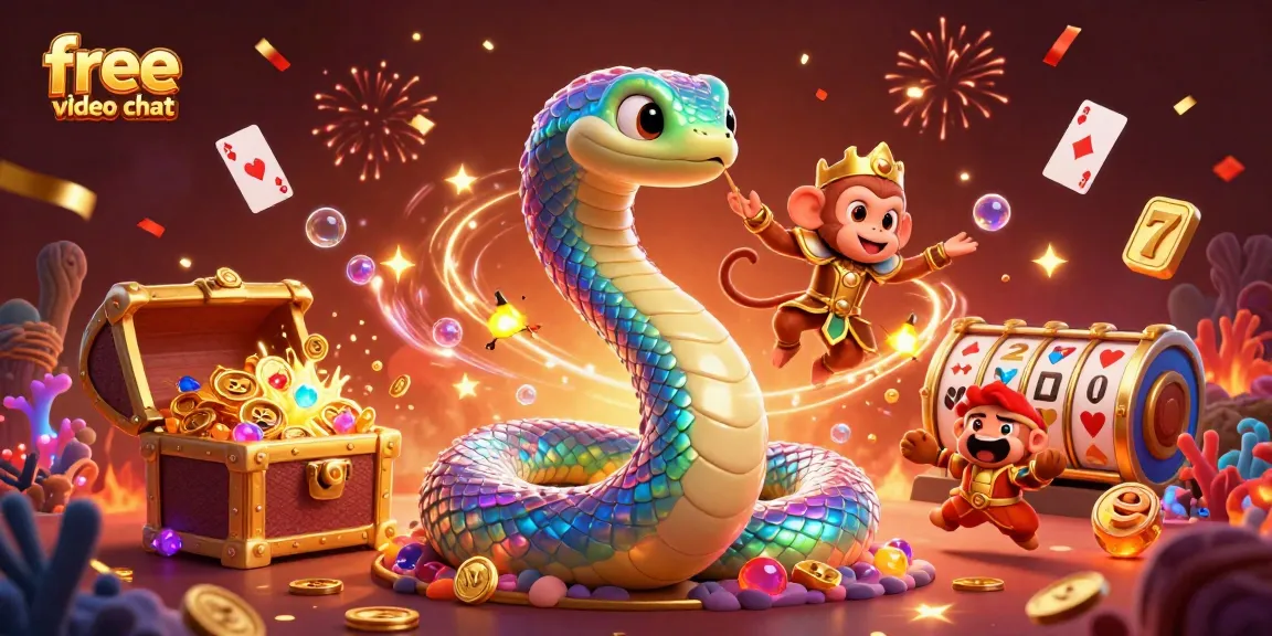 Engage in free video chat surrounded by a dazzling scene filled with magical elements and casino themes.