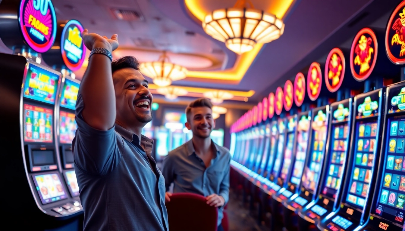 Slot gacor hari ini saat pemain merayakan kemenangannya di mesin slot yang cerah.