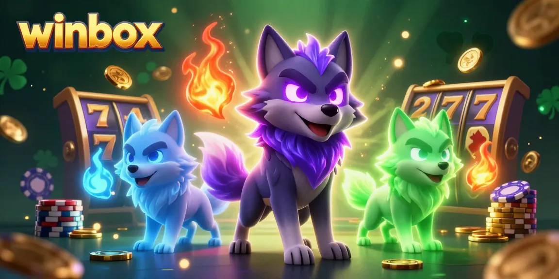 Winbox offers engaging gameplay with dynamic slot reels and ghostly wolf characters in an exciting casino atmosphere.