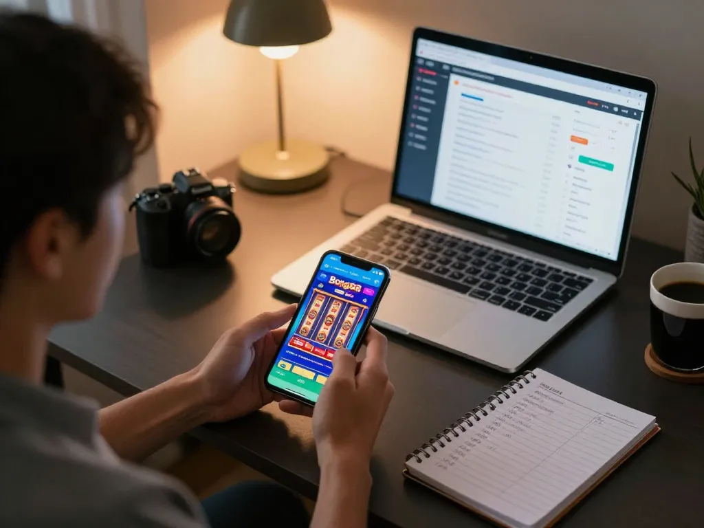 Bong88 app displayed on smartphone showing vibrant game interface, emphasizing responsible gambling.