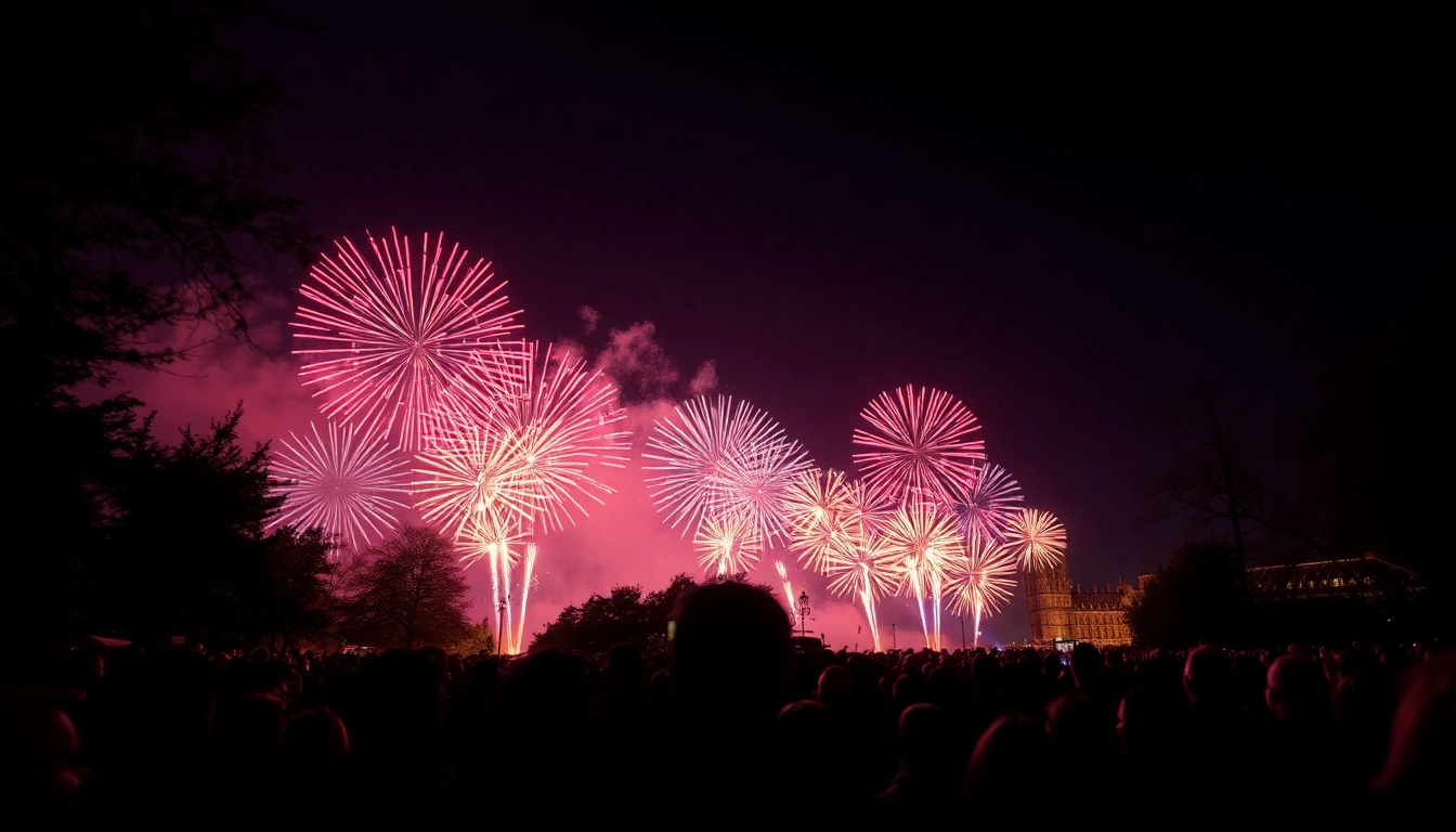 Captivating fireworks UK display illuminating the night sky with vibrant colors.