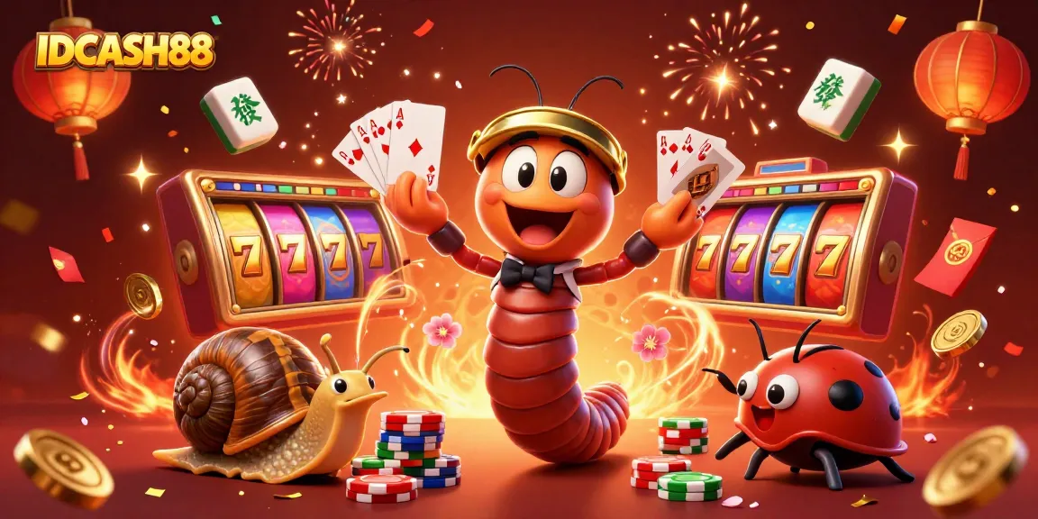 Experience thrilling gameplay with IDCASH88's vibrant 3D casino scene featuring engaging characters and dynamic slot reels.