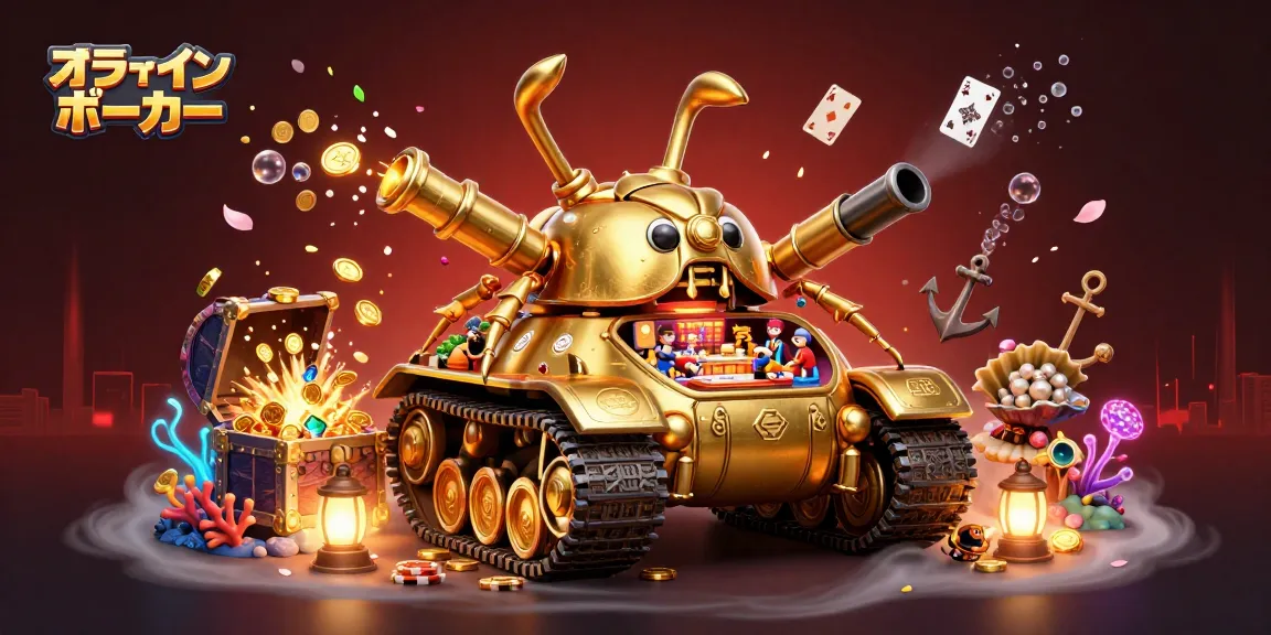 オンラインポーカーをプレイする3Dのカジノシーンが特徴的なイラスト