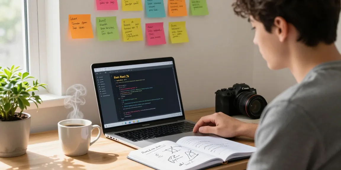 Learn React JS from scratch in a modern study environment with coding tutorials and notes.