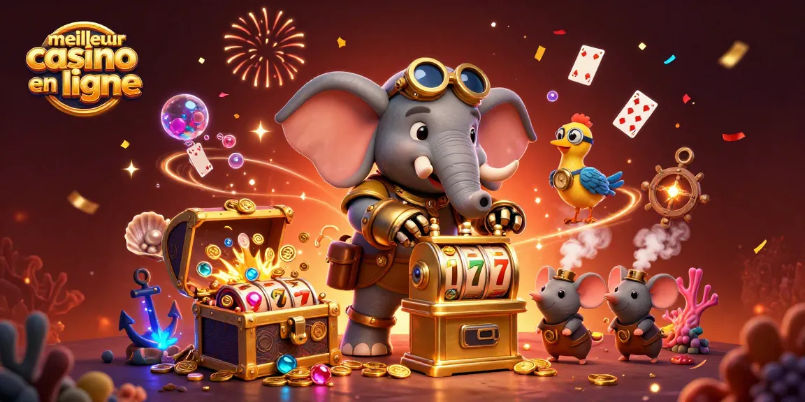 Experience excitement at the meilleur casino en ligne with a steampunk elephant and golden slot machines!