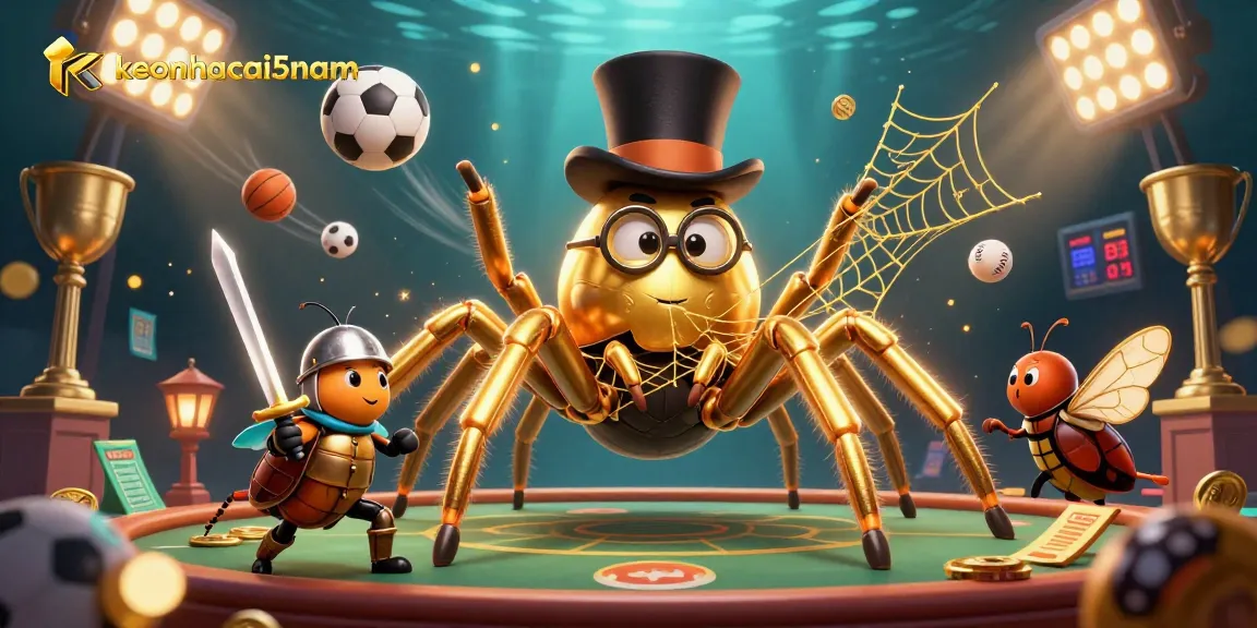 Engage in sports betting strategies with keonhacai5nam illustrated in a vibrant 3D scene.
