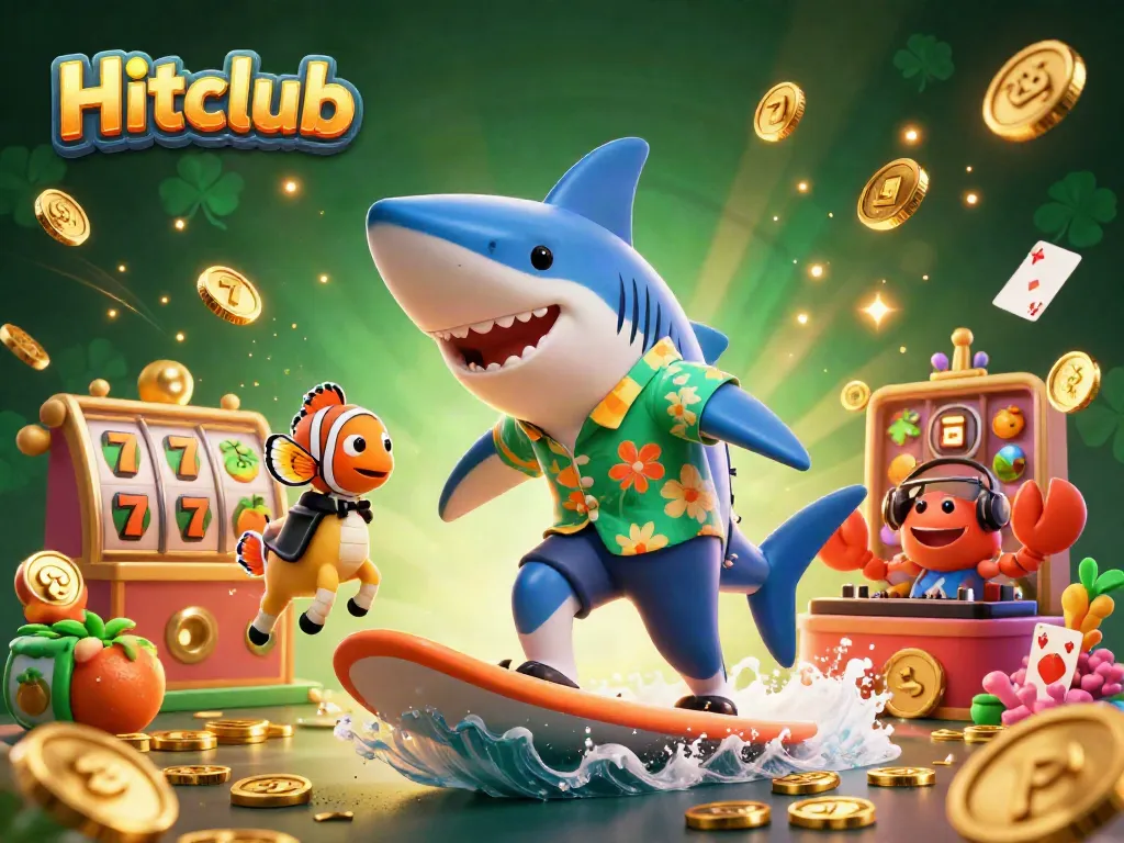 Engage with the Shark at Hitclub, winning gold coins and vibrant casino themes.