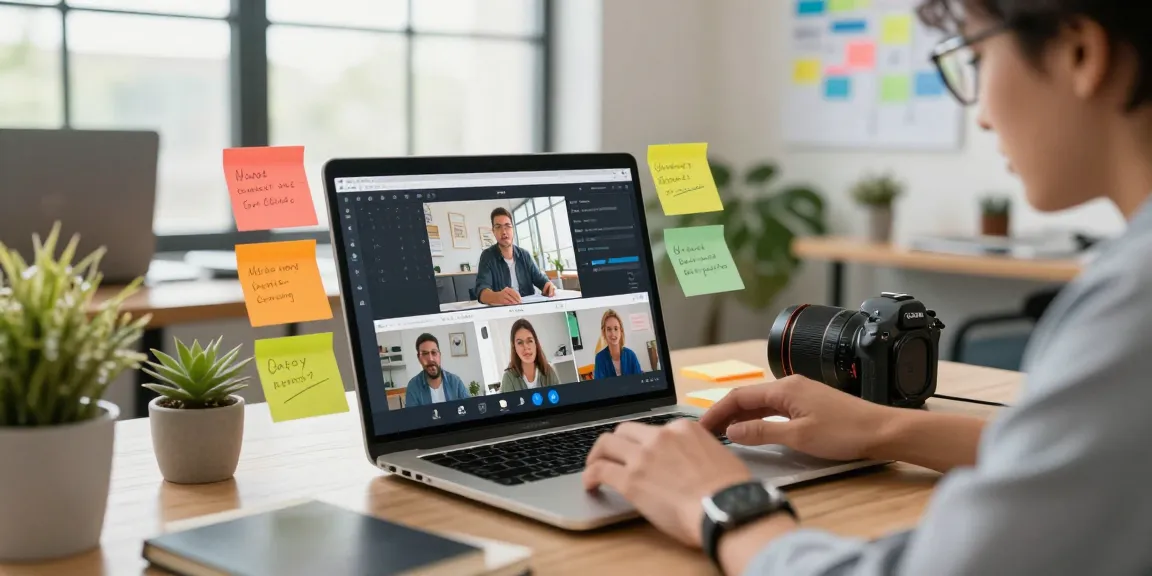 Professional using an AI video prompt generator in a creative workspace.
