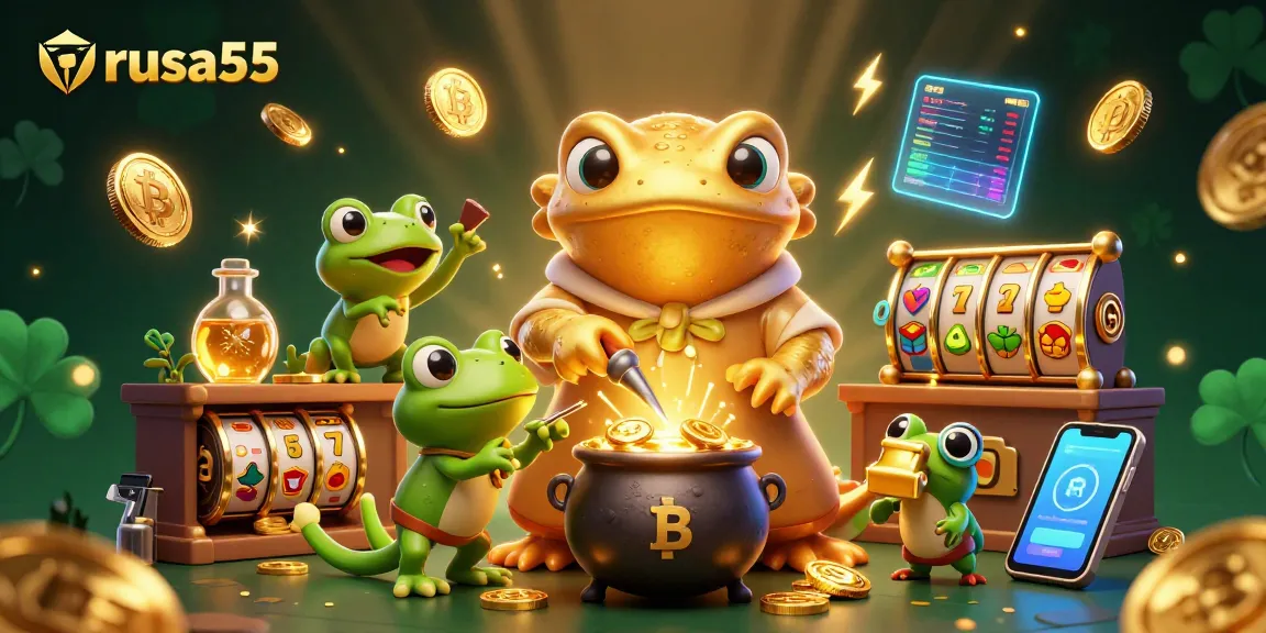Experience thrilling gameplay at rusa55 with a vibrant casino scene filled with golden coins and jackpot elements.