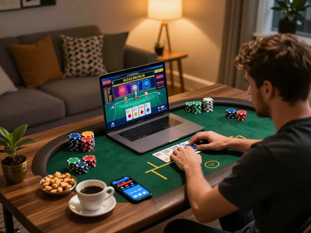 Player engaging in an exciting ta888 online casino session with vibrant game display.
