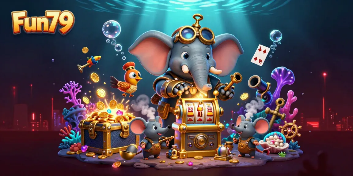 Experience thrilling gaming with Fun79's vibrant steampunk-themed underwater casino scene.