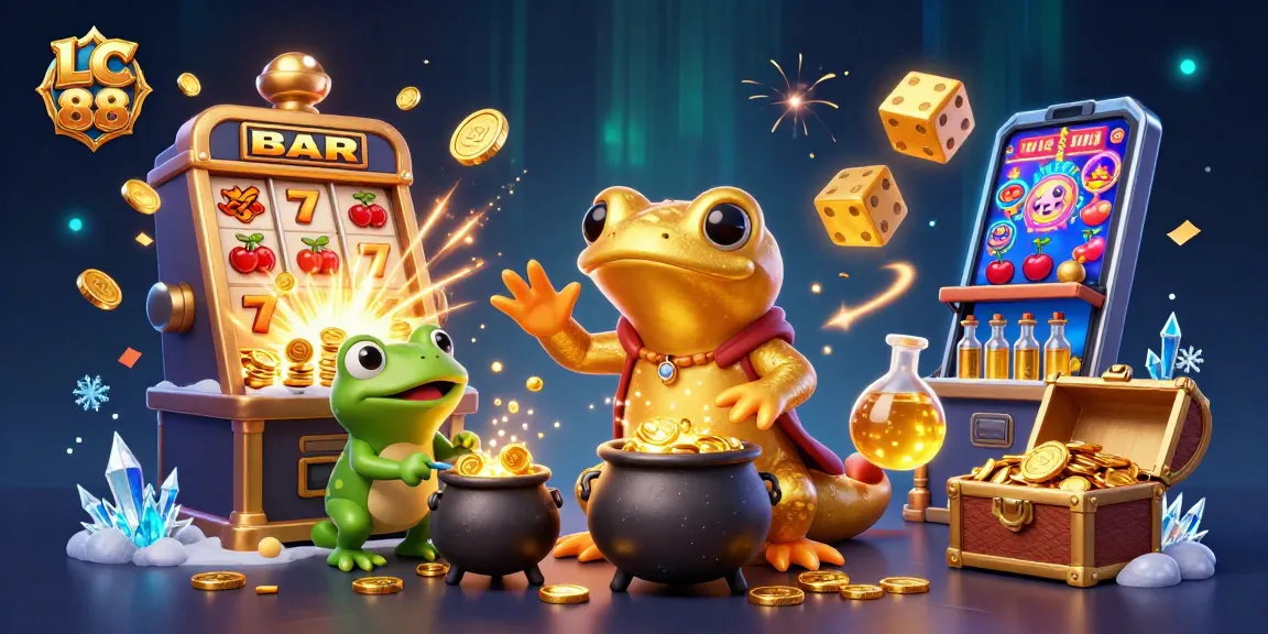 Experience thrilling gameplay with LC 88's vibrant slots and jackpot excitement in a magical casino scene.