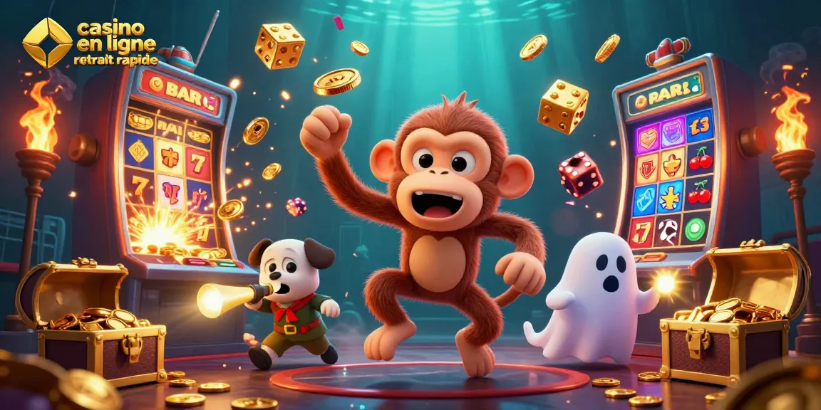 Profitez d'une ambiance de casino en ligne retirant rapidement vos gains avec cette scène animée.