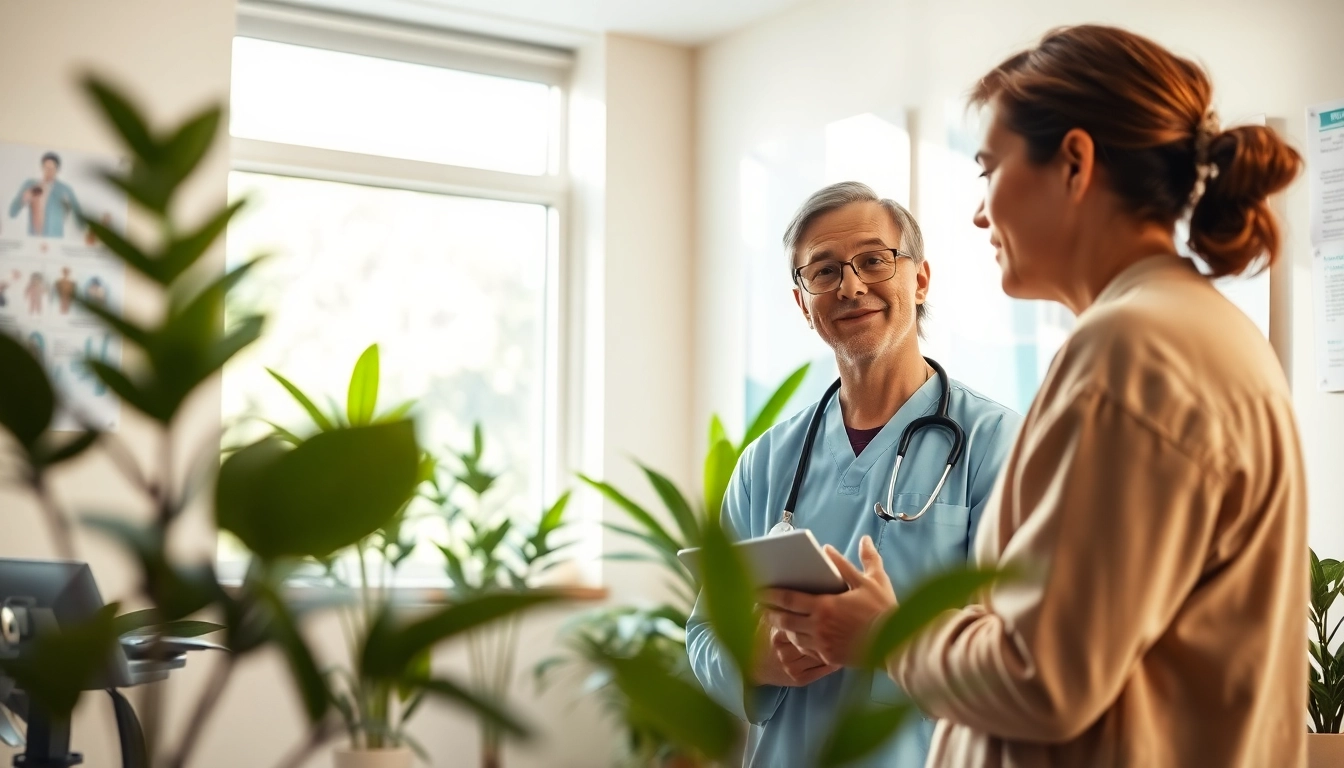 Enhancing health through patient consultation in a comforting clinic environment.