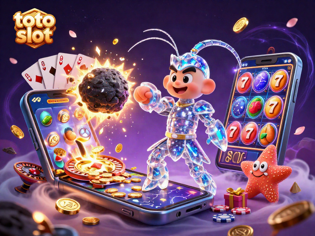 Engage with the thrilling toto slot experience featuring a galactic samurai amidst gold coins and vibrant slot elements.
