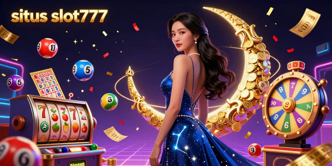 Situs slot777 offers thrilling gameplay with vibrant slot reels and lottery elements in an engaging casino atmosphere.