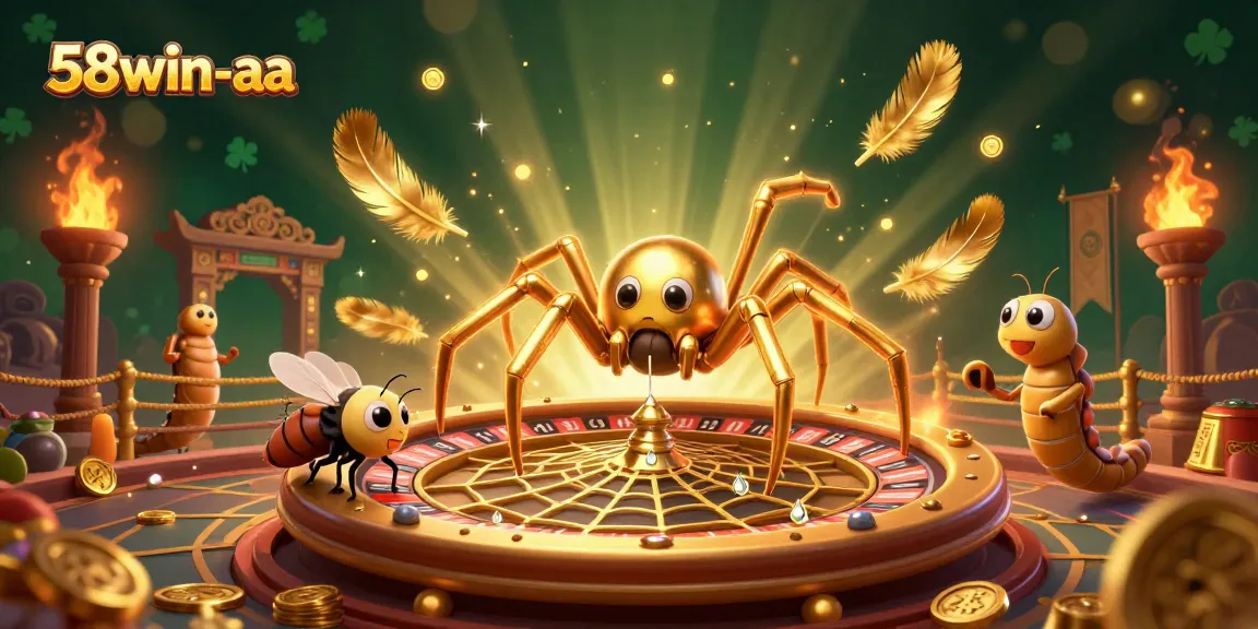 Experience the thrill of betting at 58win-aa with an interactive roulette scene featuring a golden spider.