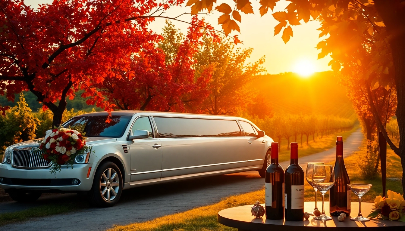Experience the elegance of wine tour limo packages with a luxurious limousine in a picturesque vineyard.