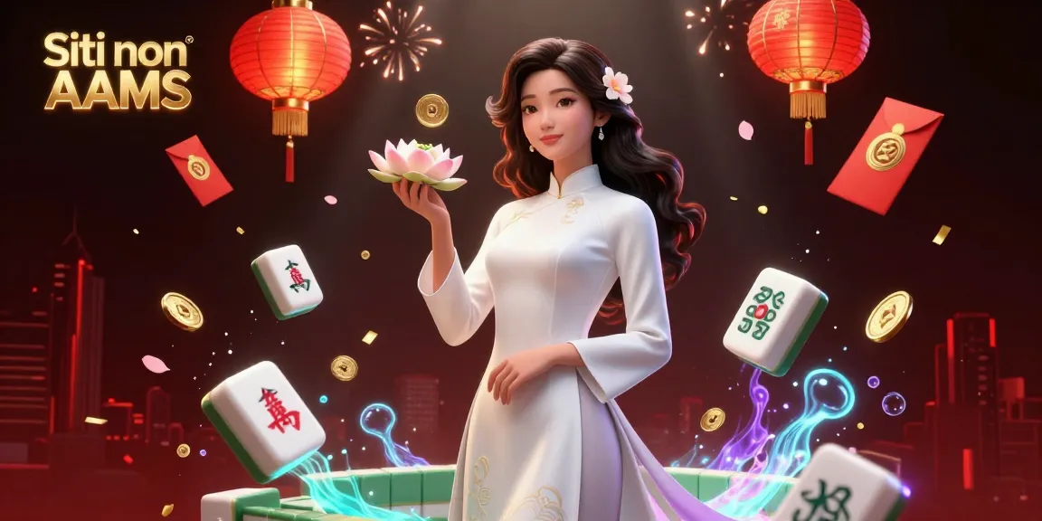 Vivi l'emozione dei siti non AAMS dove una donna elegante interagisce con elementi di casinò flottanti, catturando il brivido del gioco.