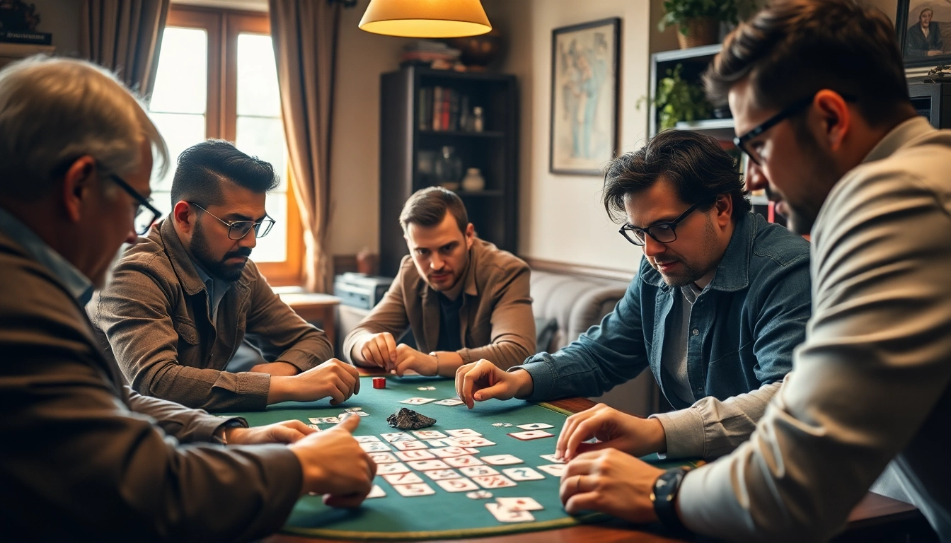Players in an engaging yono rummy game showcasing strategic expressions and intense focus.
